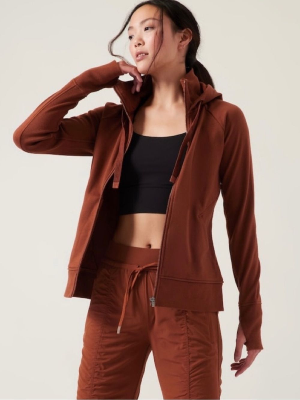 Athleta Triumph Zip Up Jacket Thumbholes Ancient Mahogany Size M